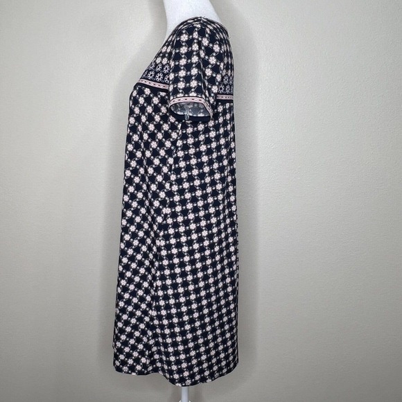 Max Studio Navy Blue & Peach Geometric Circle Print Short Sleeve Swing Dress XS - Picture 4 of 10